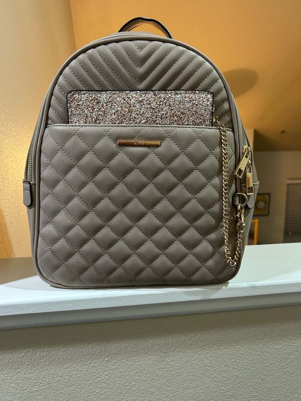 Aldo Auricelle Frappe and Gold Glitter Combo Backpack